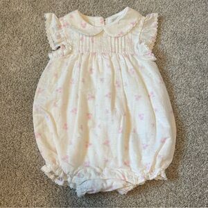 Janie and Jack White Romper with Pink Floral Detail NWT (6-12 months)